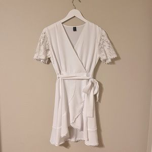 White Dress with Lace Sleeves